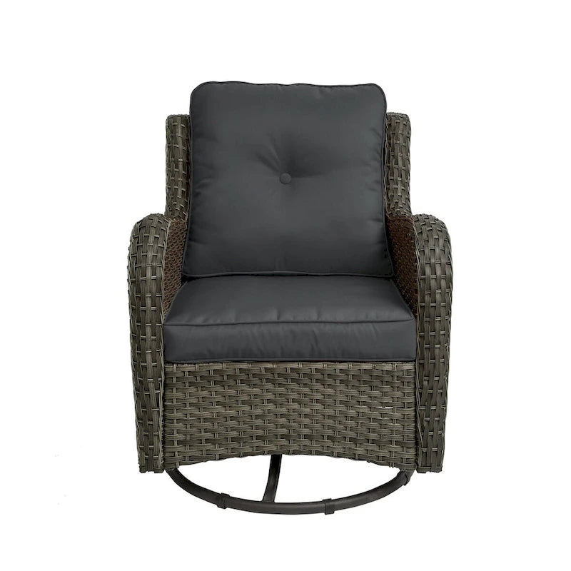 Outdoor Rattan Wicker Swivel Rocking Chair With Cushions