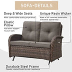 Glider Furniture Sofa with Swivel Chairs - Brown