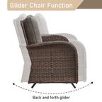 Glider Furniture Sofa with Swivel Chairs - Brown