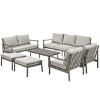 7-Piece Aluminum Patio Conversation Set, 3-Seat Outdoor Couch and Loveseat with Ottomans and Coffee Table