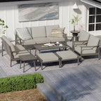 7-Piece Aluminum Patio Conversation Set, 3-Seat Outdoor Couch and Loveseat with Ottomans and Coffee Table