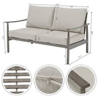 7-Piece Aluminum Patio Conversation Set, 3-Seat Outdoor Couch and Loveseat with Ottomans and Coffee Table