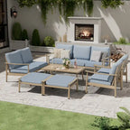 7-Piece Aluminum Patio Conversation Set, 3-Seat Outdoor Couch and Loveseat with Ottomans and Coffee Table