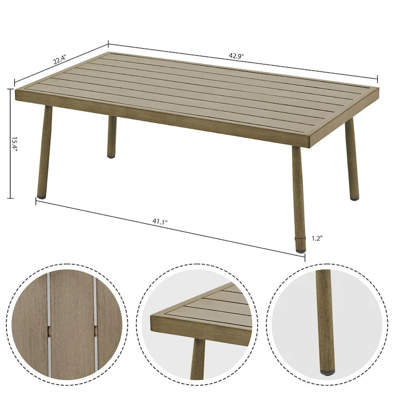 7-Piece Aluminum Patio Conversation Set, 3-Seat Outdoor Couch and Loveseat with Ottomans and Coffee Table