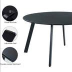 Black Round Steel Patio Outdoor End Table, Weather-Resistant Large Outside Side Table for Garden Balcony Yard