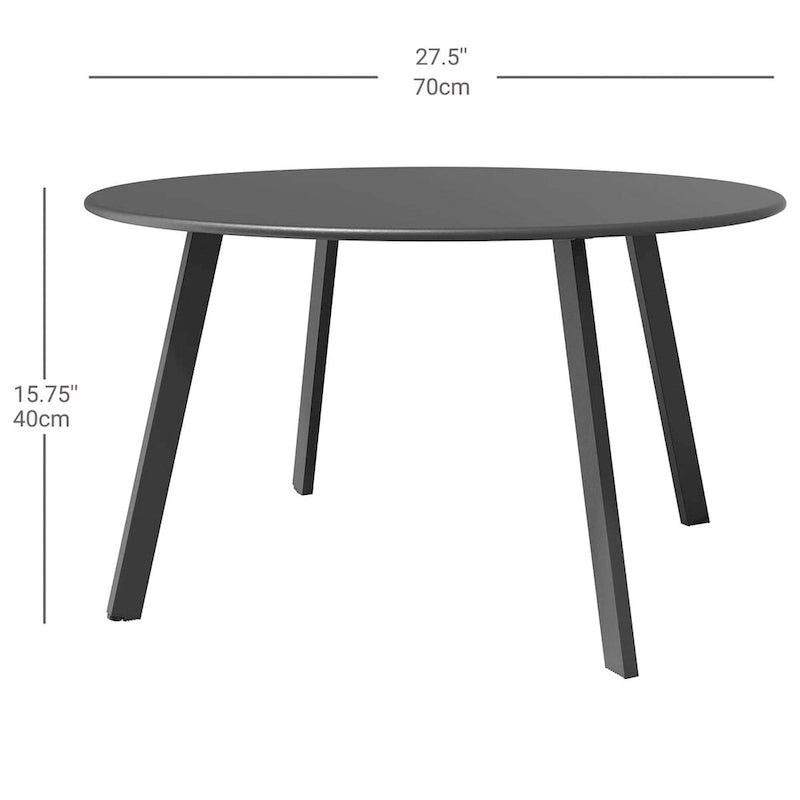 Black Round Steel Patio Outdoor End Table, Weather-Resistant Large Outside Side Table for Garden Balcony Yard
