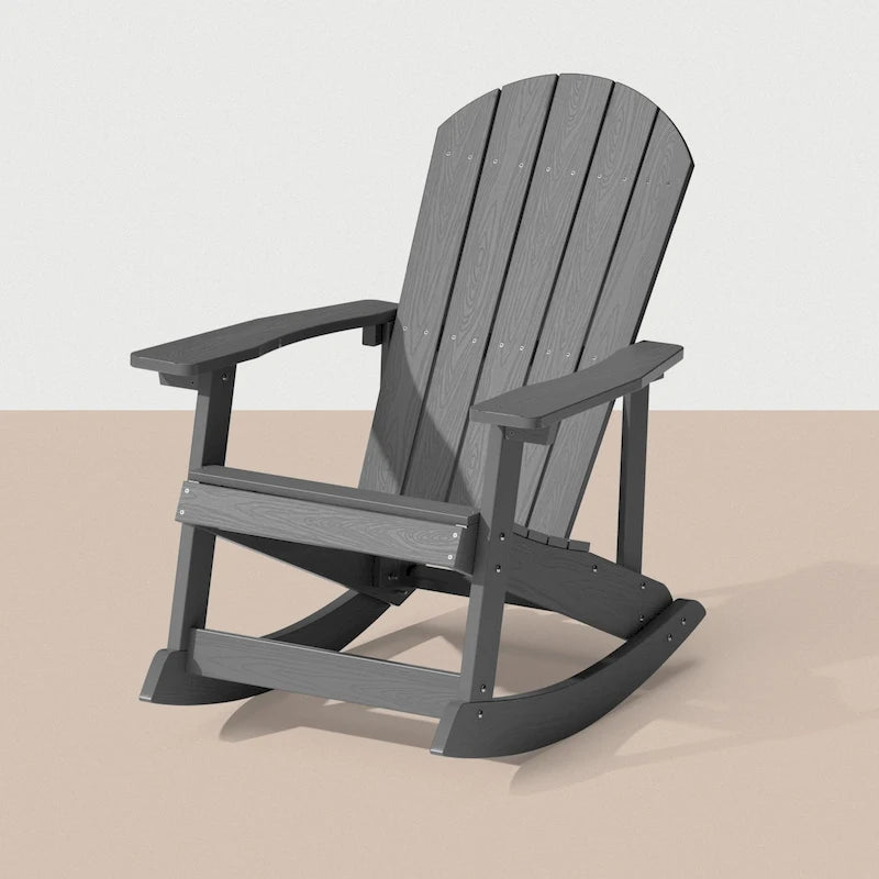 WINSOON HIPS All Weather Outdoor Indoor Rocking Chair, Rocking Adirondack Chair