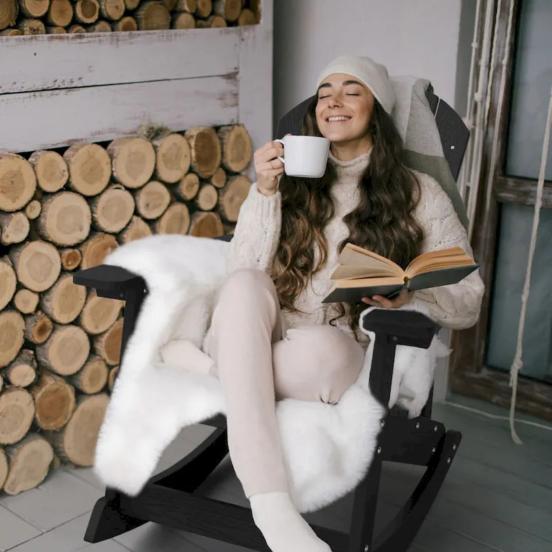 WINSOON HIPS All Weather Outdoor Indoor Rocking Chair, Rocking Adirondack Chair
