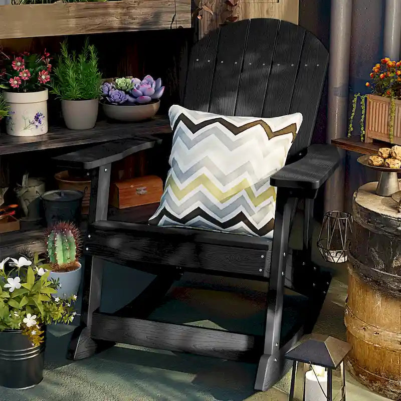 WINSOON HIPS All Weather Outdoor Indoor Rocking Chair, Rocking Adirondack Chair
