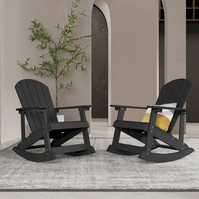 WINSOON HIPS All Weather Outdoor Indoor Rocking Chair, Rocking Adirondack Chair