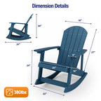WINSOON HIPS All Weather Outdoor Indoor Rocking Chair, Rocking Adirondack Chair