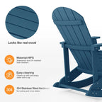 WINSOON HIPS All Weather Outdoor Indoor Rocking Chair, Rocking Adirondack Chair