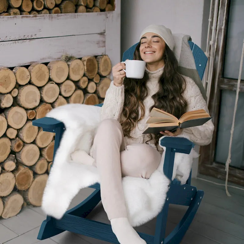 WINSOON HIPS All Weather Outdoor Indoor Rocking Chair, Rocking Adirondack Chair