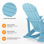 WINSOON HIPS All Weather Outdoor Indoor Rocking Chair, Rocking Adirondack Chair
