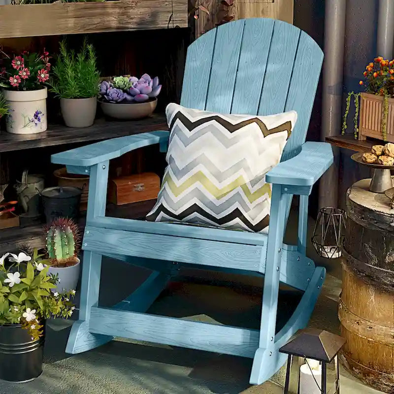 WINSOON HIPS All Weather Outdoor Indoor Rocking Chair, Rocking Adirondack Chair
