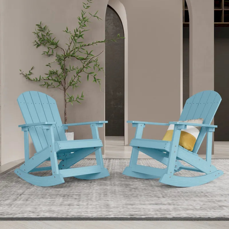WINSOON HIPS All Weather Outdoor Indoor Rocking Chair, Rocking Adirondack Chair
