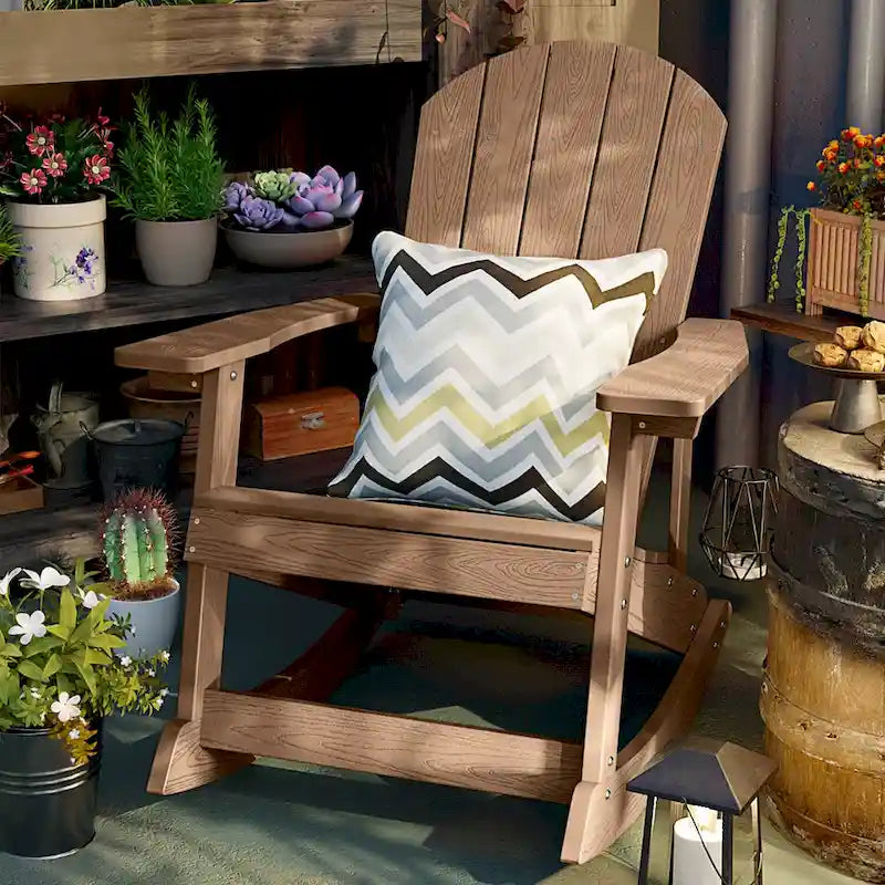 WINSOON HIPS All Weather Outdoor Indoor Rocking Chair, Rocking Adirondack Chair