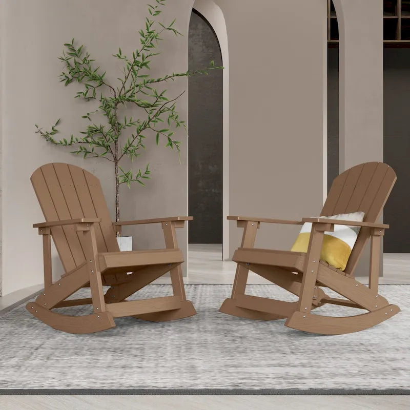 WINSOON HIPS All Weather Outdoor Indoor Rocking Chair, Rocking Adirondack Chair