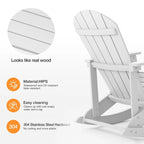 WINSOON HIPS All Weather Outdoor Indoor Rocking Chair, Rocking Adirondack Chair
