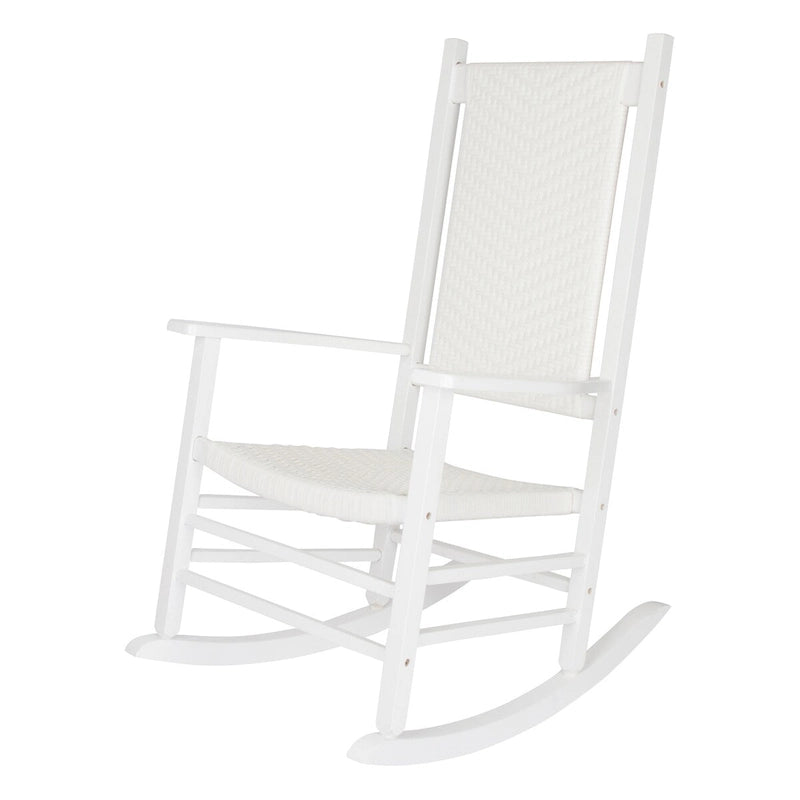 Hampton Genuine Hardwood Rocking Chair with Weather-Resistant Woven Wicker Back