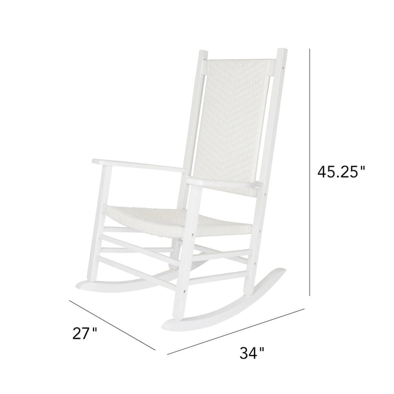 Hampton Genuine Hardwood Rocking Chair with Weather-Resistant Woven Wicker Back