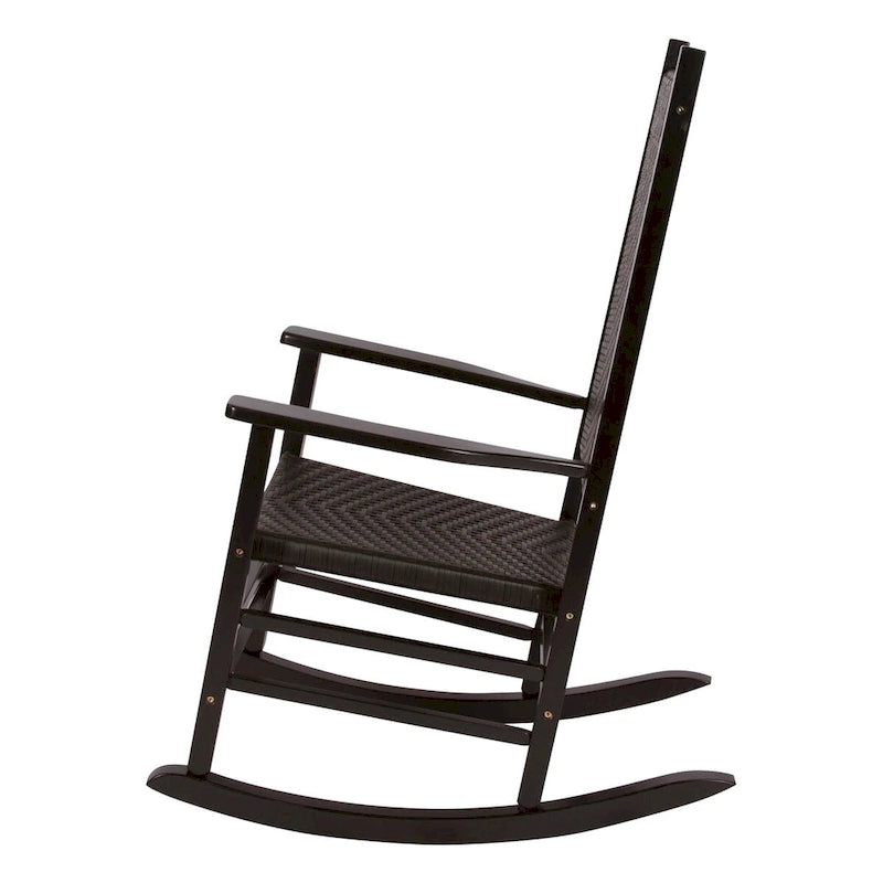 Hampton Genuine Hardwood Rocking Chair with Weather-Resistant Woven Wicker Back