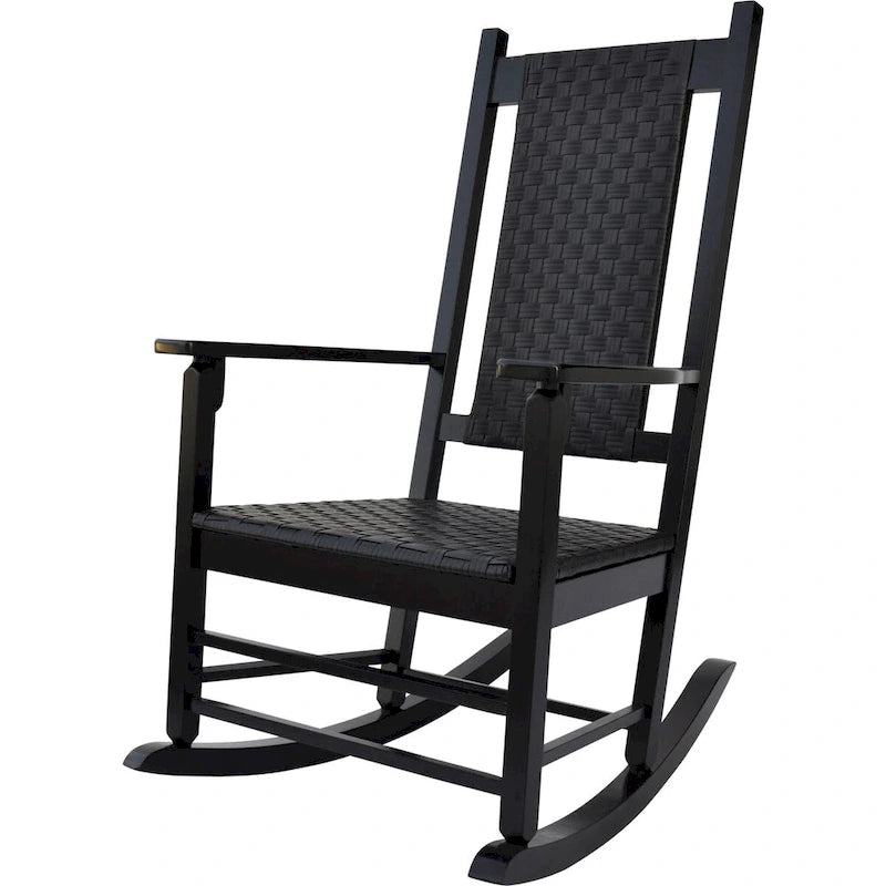 Hampton Genuine Hardwood Rocking Chair with Weather-Resistant Woven Wicker Back
