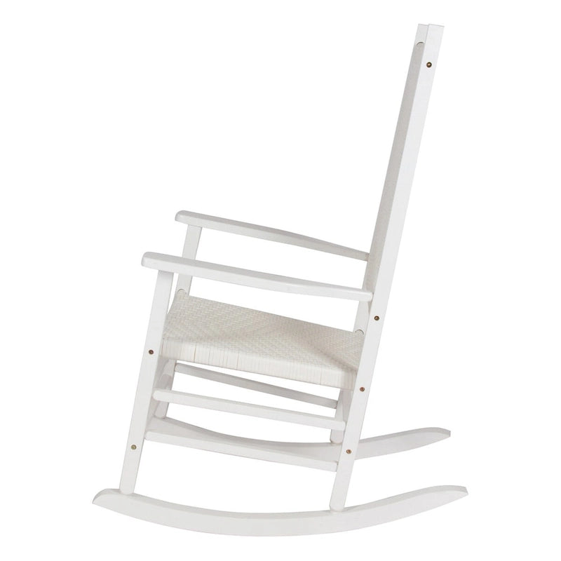 Hampton Genuine Hardwood Rocking Chair with Weather-Resistant Woven Wicker Back