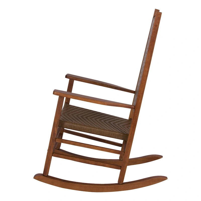 Hampton Genuine Hardwood Rocking Chair with Weather-Resistant Woven Wicker Back