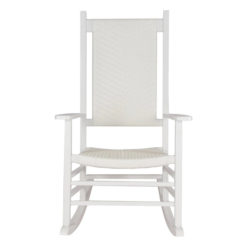 Hampton Genuine Hardwood Rocking Chair with Weather-Resistant Woven Wicker Back
