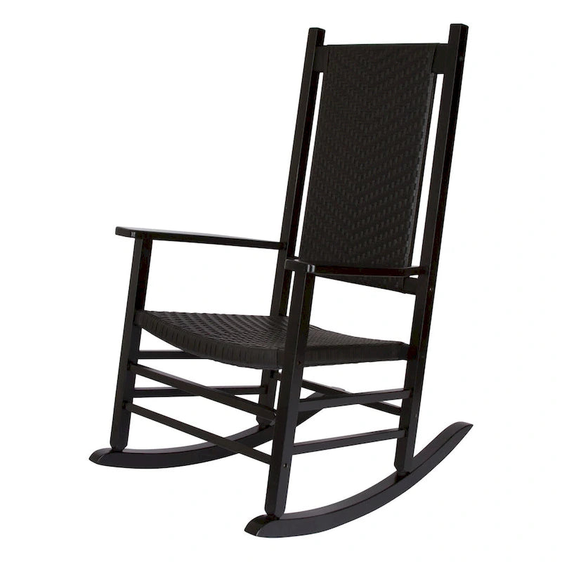 Hampton Genuine Hardwood Rocking Chair with Weather-Resistant Woven Wicker Back