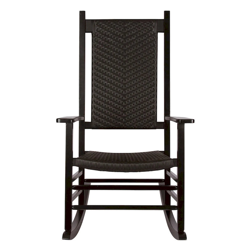 Hampton Genuine Hardwood Rocking Chair with Weather-Resistant Woven Wicker Back