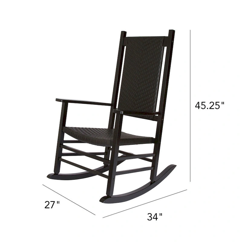 Hampton Genuine Hardwood Rocking Chair with Weather-Resistant Woven Wicker Back