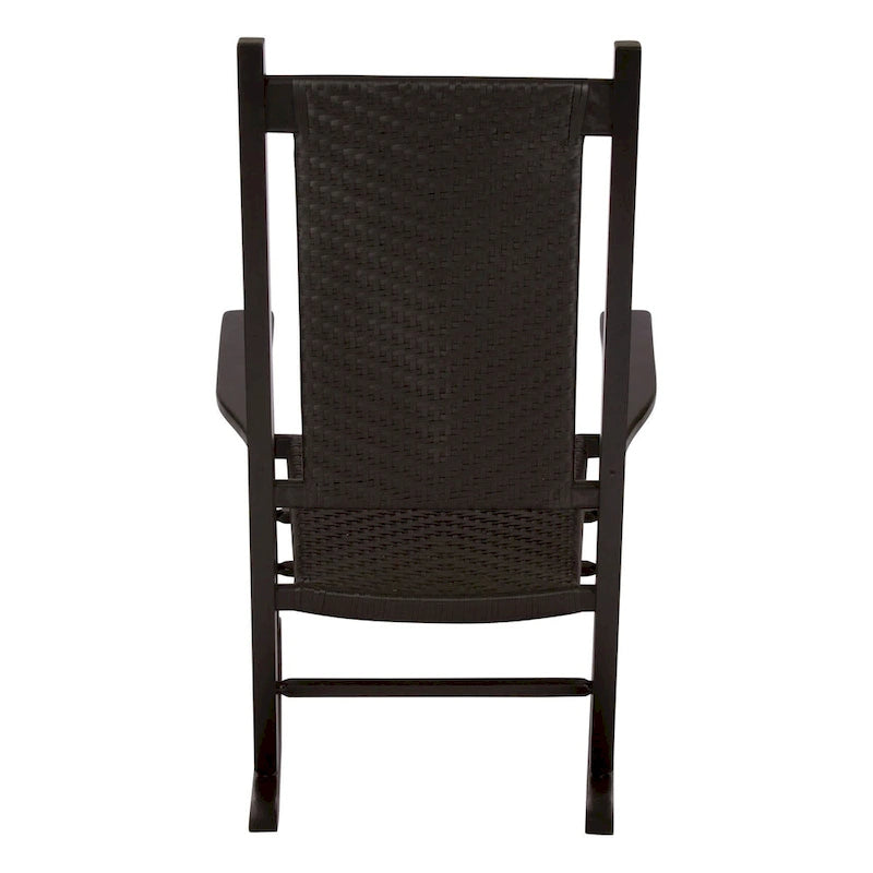 Hampton Genuine Hardwood Rocking Chair with Weather-Resistant Woven Wicker Back