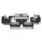 Milo Espresso 7 Piece Sunbrella Outdoor Patio Motion Fire Set
