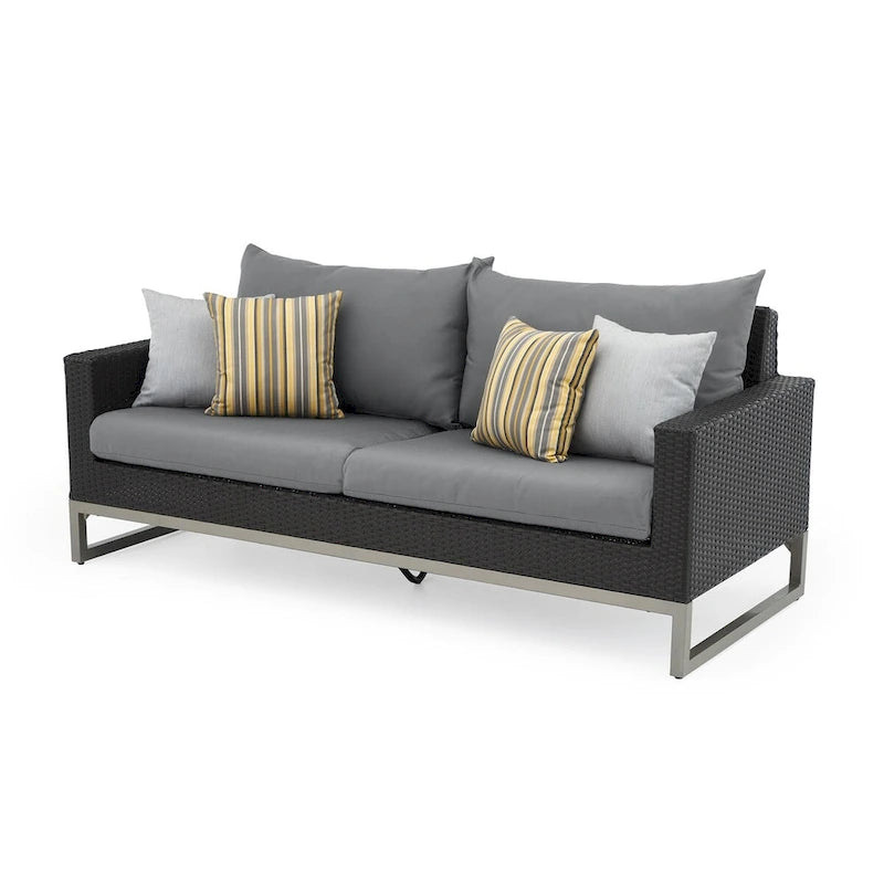 Milo Espresso 7 Piece Sunbrella Outdoor Patio Motion Fire Set