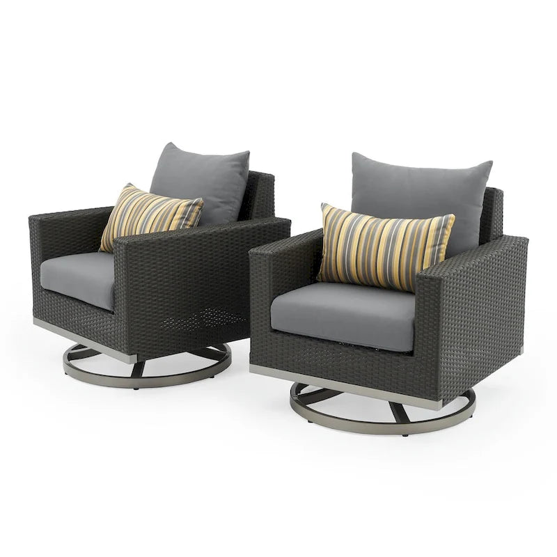 Milo Espresso 7 Piece Sunbrella Outdoor Patio Motion Fire Set