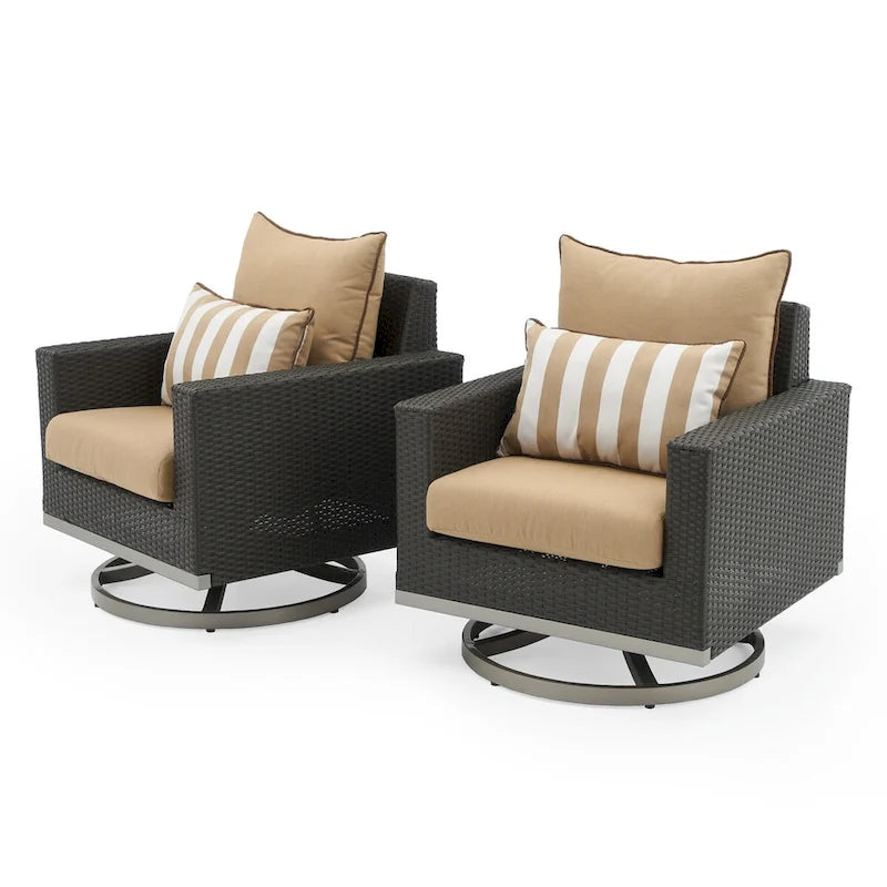 Milo Espresso 7 Piece Sunbrella Outdoor Patio Motion Fire Set