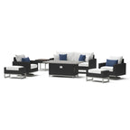 Milo Espresso 7 Piece Sunbrella Outdoor Patio Motion Fire Set