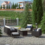 Milo Espresso 7 Piece Sunbrella Outdoor Patio Motion Fire Set