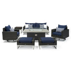 Milo Espresso 7 Piece Sunbrella Outdoor Patio Motion Fire Set