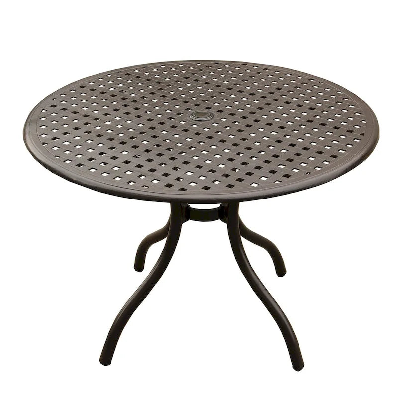 Modern Outdoor Mesh Aluminum 42-in Round Patio Dining Table - N/A