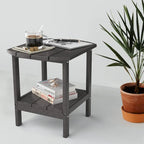 Weather-Resistant HDPE Outdoor Side Table - Modern Patio Accent Furniture - 8' x 10'