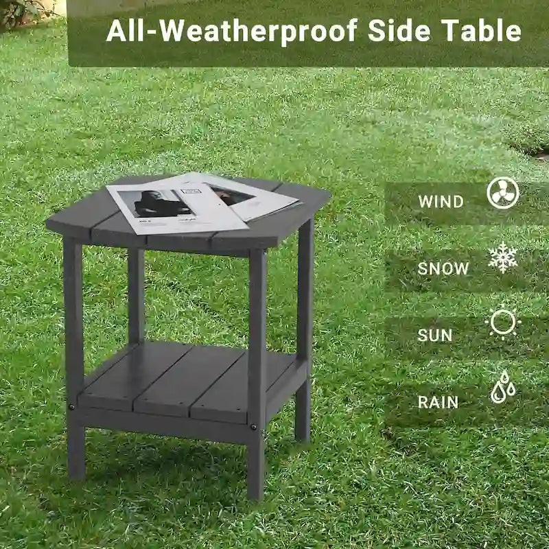 Weather-Resistant HDPE Outdoor Side Table - Modern Patio Accent Furniture - 8' x 10'