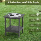 Weather-Resistant HDPE Outdoor Side Table - Modern Patio Accent Furniture - 8' x 10'