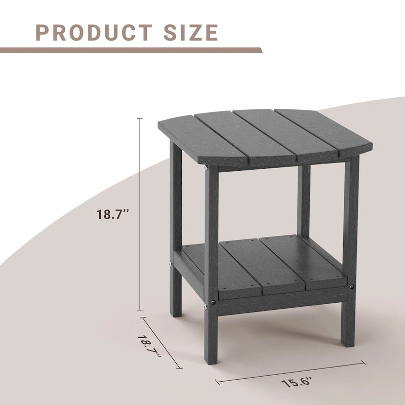Weather-Resistant HDPE Outdoor Side Table - Modern Patio Accent Furniture - 8' x 10'