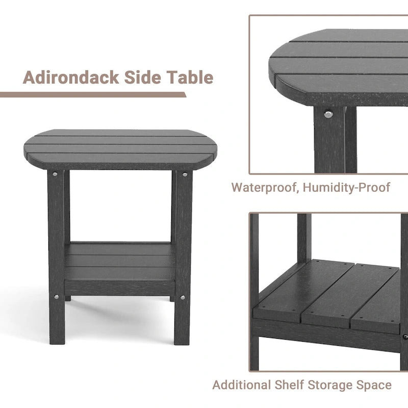 Weather-Resistant HDPE Outdoor Side Table - Modern Patio Accent Furniture - 8' x 10'