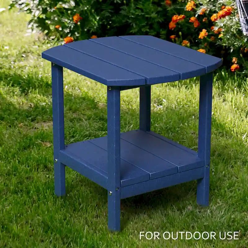 Weather-Resistant HDPE Outdoor Side Table - Modern Patio Accent Furniture - 8' x 10'