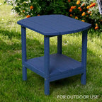 Weather-Resistant HDPE Outdoor Side Table - Modern Patio Accent Furniture - 8' x 10'