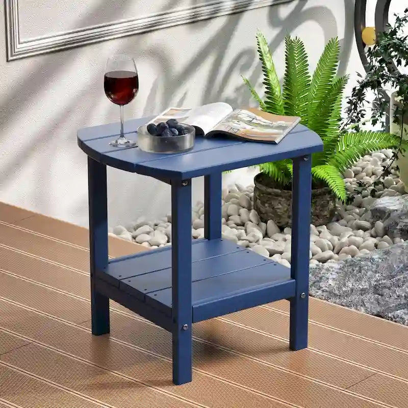 Weather-Resistant HDPE Outdoor Side Table - Modern Patio Accent Furniture - 8' x 10'